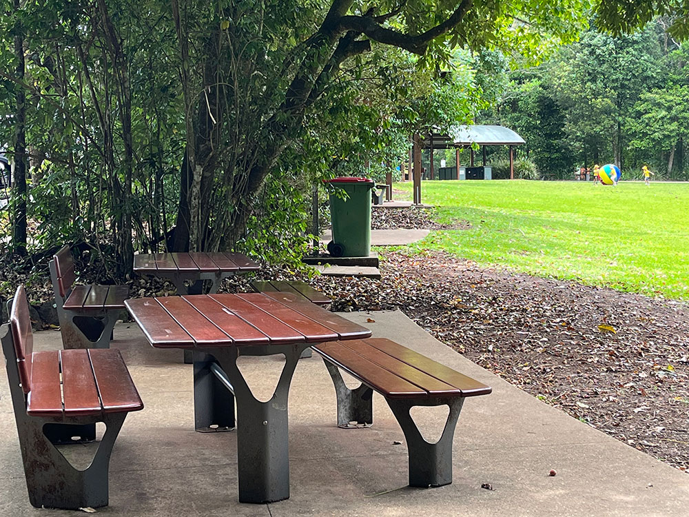 Picnic tables and Barbecues at Mary Cairncross Reserve